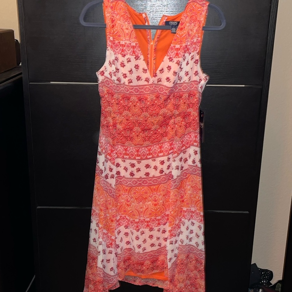 NWT-Womens Size 8 Chaps coral tank summer dress